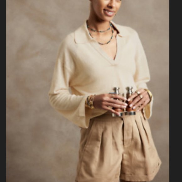 Banana Republic French Linen Black Johnny Collar Sweater - Picture 12 of 14